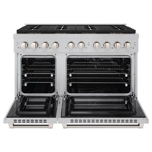 ZLINE 48" 6.7 cu. ft. Paramount Dual Fuel Range with 8 Burner DuoPro™ Cooktop and Dual Ovens in Satin Stainless Steel, PSDRS-48