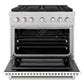 ZLINE 36" 5.2 cu. ft. Paramount Dual Fuel Range with 6 Burner DuoPro™ Cooktop and Electric Convection Oven in Satin Stainless Steel with White Matte Door, PSDRS-WM-36