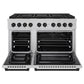 ZLINE Autograph Edition 48" 6.7 cu. ft. Paramount Dual Fuel Range with 8 Burner DuoPro™ Cooktop and Dual Ovens in Satin Stainless Steel and Matte Black Accents, PSDRSZ-48-MB