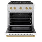 ZLINE Autograph Edition 30" 4.2 cu. ft. Paramount Dual Fuel Range with 4 Burner DuoPro™ Cooktop and Electric Convection Oven in Satin Stainless Steel with White Matte Door and Champagne Bronze Accents, PSDRSZ-WM-30-CB