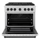 ZLINE Autograph Edition 36" 5.2 cu. ft. Paramount Dual Fuel Range with 6 Burner DuoPro™ Cooktop and Electric Convection Oven in Satin Stainless Steel with White Matte Door and Matte Black Accents, PSDRSZ-WM-36-MB