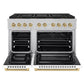 ZLINE Autograph Edition 48" 6.7 cu. ft. Paramount Dual Fuel Range with 8 Burner DuoPro™ Cooktop and Dual Ovens in Satin Stainless Steel with White Matte Doors and Champagne Bronze Accents, PSDRSZ-WM-48-CB