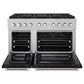 ZLINE 48" 6.7 cu. ft. Paramount Dual Fuel Range with 8 Burner DuoPro™ Cooktop and Dual Ovens in Satin Stainless Steel with Black Matte Doors, PSDRS-BLM-48