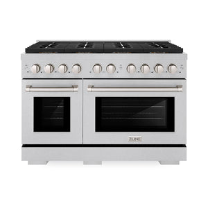 ZLINE 48" 6.7 cu. ft. Paramount Gas Range with 8 Burner DuoPro™ Cooktop and Dual Ovens in Satin Stainless Steel, PSGRS-48