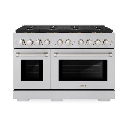 ZLINE 48" 6.7 cu. ft. Paramount Gas Range with 8 Burner DuoPro™ Cooktop and Dual Ovens in Satin Stainless Steel, PSGRS-48