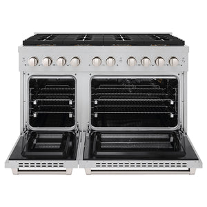 ZLINE 48" 6.7 cu. ft. Paramount Gas Range with 8 Burner DuoPro™ Cooktop and Dual Ovens in Satin Stainless Steel, PSGRS-48