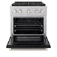 ZLINE 30" 4.2 cu. ft. Paramount Gas Range with 4 Burner DuoPro™ Cooktop and Convection Gas Oven in Satin Stainless Steel with Black Matte Door, PSGRS-BLM-30