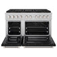 ZLINE 48" 6.7 cu. ft. Paramount Gas Range with 8 Burner DuoPro™ Cooktop and Dual Ovens in Satin Stainless Steel with Black Matte Doors, PSGRS-BLM-48