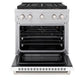 ZLINE 30" 4.2 cu. ft. Paramount Gas Range with 4 Burner DuoPro™ Cooktop and Convection Gas Oven in Satin Stainless Steel with White Matte Door, PSGRS-WM-30