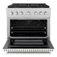 ZLINE 36" 5.2 cu. ft. Paramount Gas Range with 6 Burner DuoPro™ Cooktop and Convection Gas Oven in Satin Stainless Steel with White Matte Door, PSGRS-WM-36