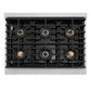 ZLINE Autograph Edition 36" 5.2 cu. ft. Paramount Gas Range with 6 Burner DuoPro™ Cooktop and Convection Gas Oven in Satin Stainless Steel and Polished Gold Accents, PSGRSZ-36-G