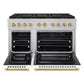 ZLINE Autograph Edition 48" 6.7 cu. ft. Paramount Gas Range with 8 Burner DuoPro™ Cooktop and Dual Ovens in Satin Stainless Steel with White Matte Doors and Champagne Bronze Accents, PSGRSZ-WM-48-CB