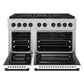 ZLINE Autograph Edition 48" 6.7 cu. ft. Paramount Gas Range with 8 Burner DuoPro™ Cooktop and Dual Ovens in Satin Stainless Steel with White Matte Doors and Matte Black Accents, PSGRSZ-WM-48-MB