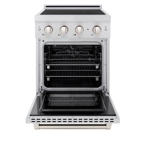 ZLINE 24" 5.2 cu. ft. Paramount Induction Range with 3 Element Cooktop and Electric Oven in Satin Stainless Steel, SINRS-24