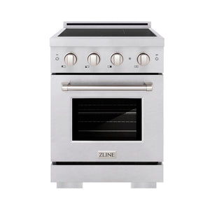 ZLINE 24" 5.2 cu. ft. Paramount Induction Range with 3 Element Cooktop and Electric Oven in Satin Stainless Steel, SINRS-24
