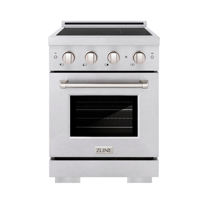 ZLINE 24" 5.2 cu. ft. Paramount Induction Range with 3 Element Cooktop and Electric Oven in Satin Stainless Steel, SINRS-24