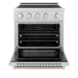 ZLINE 30" 4.2 cu. ft. Paramount Induction Range with 4 Element Cooktop and Electric Oven in Satin Stainless Steel, SINRS-30