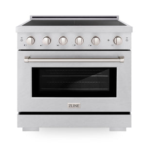 ZLINE 36" 5.2 cu. ft. Paramount Induction Range with 5 Element Cooktop and Electric Oven in Satin Stainless Steel, SINRS-36