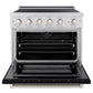 ZLINE 36" 5.2 cu. ft. Paramount Induction Range with 5 Element Cooktop and Electric Convection Oven in Satin Stainless Steel with Black Matte Door, SINRS-BLM-36