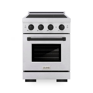 ZLINE Autograph Edition 24" 3.2 cu. ft. Paramount Induction Range with 3 Element Cooktop and Electric Convection Oven in Satin Stainless Steel with Matte Black Accents, SINRSZ-24-MB