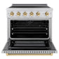 ZLINE 36" 5.2 cu. ft. Paramount Induction Range with 5 Element Cooktop and Electric Oven in Satin Stainless Steel with Polished Gold Accents, SINRSZ-36-G
