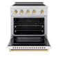 ZLINE Autograph Edition 30" 4.2 cu. ft. Paramount Induction Range with 4 Element Cooktop and Electric Convection Oven in Satin Stainless Steel with White Matte Door and Polished Gold Accents, SINRSZ-WM-30-G