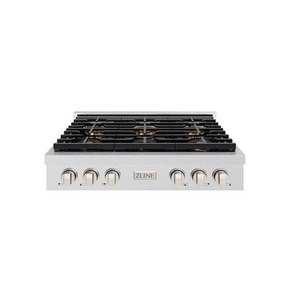ZLINE 36" Paramount Gas Rangetop with 6 Burner DuoPro™ Cooktop in Satin Stainless Steel, PSRTS-36