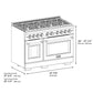 ZLINE Paramount 48" 6.7 cu. ft. Gas Range with Convection Oven in Stainless Steel with White Matte Doors, SGR-BLM-48