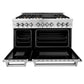 ZLINE 48" 6.0 cu. ft. Gas Burner, Electric Oven with Griddle and Brass Burners in Stainless Steel, RA-BR-GR-48