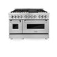 ZLINE 48" 6.0 cu. ft. Gas Burner, Electric Oven with Griddle and Brass Burners in Stainless Steel, RA-BR-GR-48