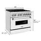 ZLINE 36" 4.6 cu. ft. Gas Burner, Electric Oven with Griddle and White Matte Door in Stainless Steel, RA-WM-GR-36