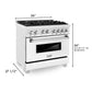 ZLINE Kitchen and Bath 36 in. Professional Gas Burner/Electric Oven in DuraSnow® Stainless with White Matte Door, RAS-WM-36