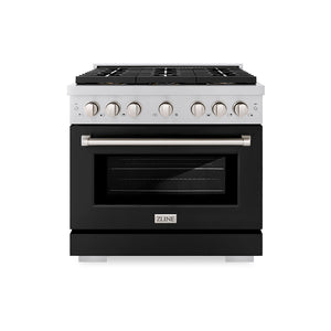 ZLINE 36" 5.2 cu. ft. Paramount Dual Fuel Range with 6 Burner DuoPro™ Cooktop and Electric Convection Oven with Black Matte Door, PSDR-BLM-36