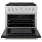 ZLINE 36" 5.2 cu. ft. Paramount Dual Fuel Range with 6 Burner DuoPro™ Cooktop and Electric Convection Oven with Black Matte Door, PSDR-BLM-36