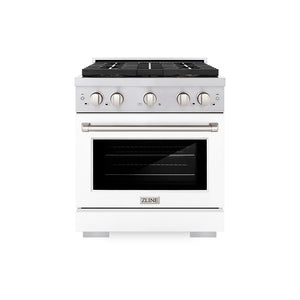 ZLINE 30" 4.2 cu. ft. Paramount Dual Fuel Range with 4 Burner DuoPro™ Cooktop and Electric Convection Oven with White Matte Door, PSDR-WM-30