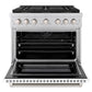ZLINE 36" 5.2 cu. ft. Paramount Dual Fuel Range with 6 Burner DuoPro™ Cooktop and Electric Convection Oven with White Matte Door, PSDR-WM-36