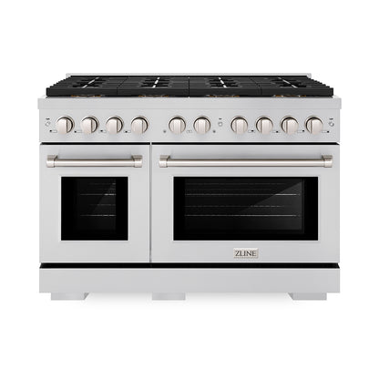 ZLINE 48" 6.7 cu. ft. Paramount Dual Fuel Range with 8 Burner DuoPro™ Cooktop and Dual Ovens in Stainless Steel, PSDR48