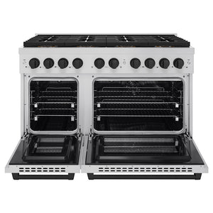ZLINE Autograph 48" 6.7 cu. ft. Paramount Dual Fuel Range with 8 Burner DuoPro™ Cooktop and Dual Ovens in Stainless Steel and Matte Black Accents, PSDRZ-48-MB