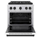 ZLINE Autograph Edition 30" 4.2 cu. ft. Paramount Dual Fuel Range with 4 Burner DuoPro™ Cooktop and Electric Convection Oven in Stainless Steel with White Matte Door and Matte Black Accents, PSDRZ-WM-30-MB
