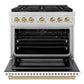 ZLINE Autograph 36" 5.2 cu. ft. Paramount Dual Fuel Range with 6 Burner DuoPro™ Cooktop and Electric Convection Oven with White Matte Door and Champagne Bronze Accents, PSDRZ-WM-36-CB