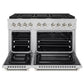 ZLINE Autograph 48" 6.7 cu. ft. Paramount Double Oven Dual Fuel Range with 8 Burner Gas Cooktop in Stainless Steel and Polished Nickel Helix Handles and Knob Accents, SDRZ-48-KPN