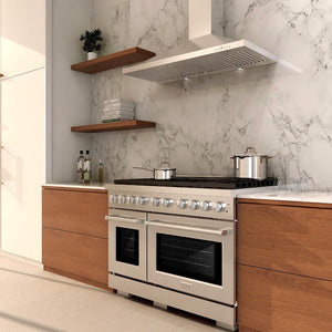 ZLINE 48" 6.7 cu. ft. Paramount Double Oven Dual Fuel Range with 8 Burners in Stainless Steel, SDR48