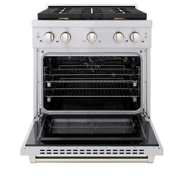 ZLINE 30" Professional Gas Range with Convection Oven and 4 Brass Burners in Stainless Steel, SGR-BR-30