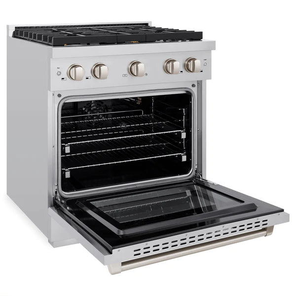 ZLINE 30" Professional Gas Range with Convection Oven and 4 Brass Burners in Stainless Steel, SGR-BR-30