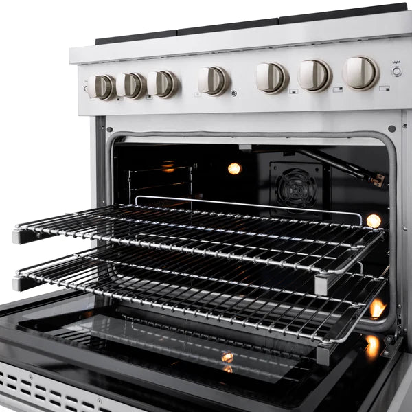 ZLINE 36" Professional Gas Range with Convection Oven and 6 Brass Burners in Stainless Steel, SGR-BR-36