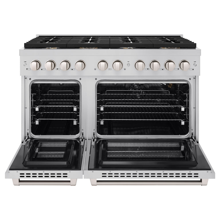 ZLINE 48” 6.7 cu. ft. Professional Gas Range with Convection Oven and 8 Brass Burners in Stainless Steel, SGR-BR-48