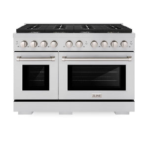 ZLINE Appliance Package - 48" Gas Range, Range Hood, 36" Refrigerator with Water/Ice Dispenser, 24" Microwave Drawer and Dishwasher in Stainless Steel