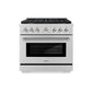 ZLINE Autograph 36" 5.2 cu. ft. Paramount Gas Range with 6 Burner Cooktop and Convection Gas Oven in Stainless Steel with Polished Nickel Helix Handle and Knob Accents, SGRZ-36-KPN