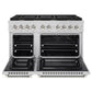 ZLINE Autograph 48" 6.7 cu. ft. Paramount Double Oven Gas Range with 8 Burner Cooktop in Stainless Steel and Polished Nickel Helix Handles and Knob Accents, SGRZ-48-KPN