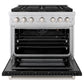 ZLINE 36" 5.2 cu. ft. Paramount Gas Range with 6 Burner DuoPro™ Cooktop and Convection Gas Oven with Black Matte Door, PSGR-BLM-36